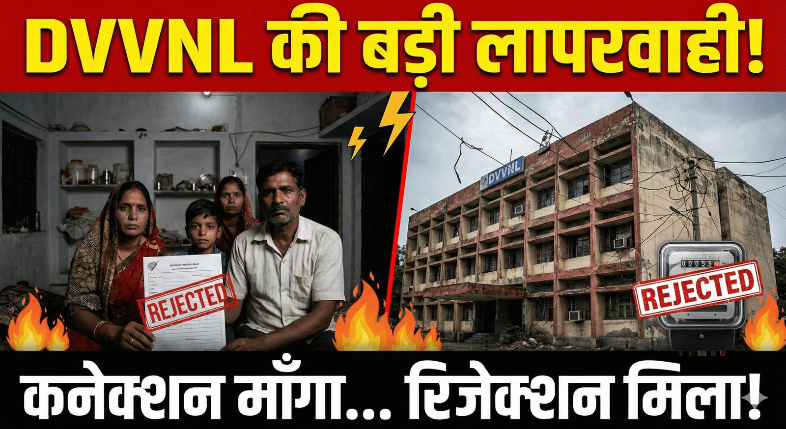 DVVNL की बड़ी लापरवाही! नया कनेक्शन मांगते-मांगते उपभोक्ता हुए परेशान — न निरीक्षण, न कार्रवाई… और आखिर में आवेदन को सीधे रिजेक्ट कर दिया जाता है